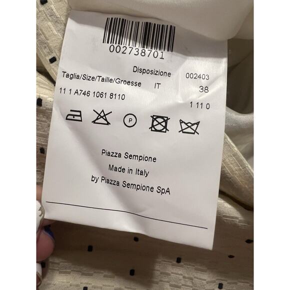 PIAZZA SEMPIONE IVORY DOTS PRINT POCKETS SLEEVELESS DRESS SIZE 38 2 SMALL - Picture 13 of 16